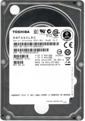Hard Drive Toshiba MBF260LRC 600GB 10000RPM 16MB Cache SAS-2 2.5" - Image 1 of 3
