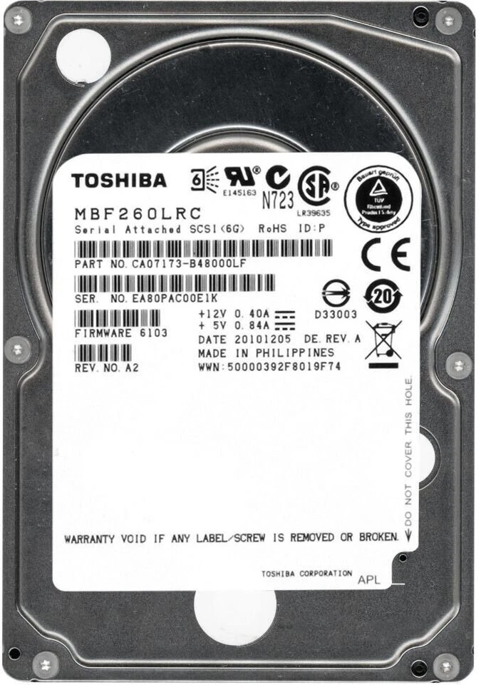 Hard Drive Toshiba MBF260LRC 600GB 10000RPM 16MB Cache SAS-2 2.5" - Image 1 of 3