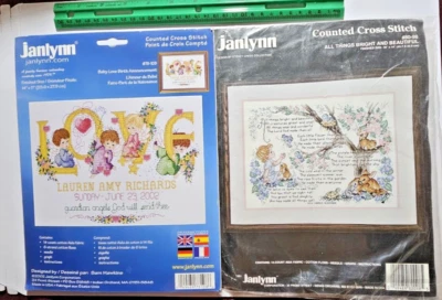 Lot of 2 Janlynn -Baby Birth Announcement, Bright and Beautiful cross stitch NOS - Image 1 of 4