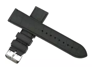 GLATTES VEGANES SILIKON UHRENARMBAND SCHWARZ 18 MM 20 MM 22 MM 24 MM - Bild 1 von 3
