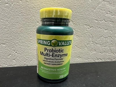 Spring Valley Probiótico Multi-Enzima Fórmula Digestiva Tabletas 200 Unidades Selladas Foto 1 de 3
