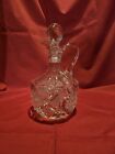 8” Pressed Glass Decanter With Stopper And Handle Vintage 