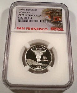 2007-S 25c SILVER NGC PF70UCAM MONTANA QUARTER PROOF ULTRA CAMEO PR 70 - Picture 1 of 4