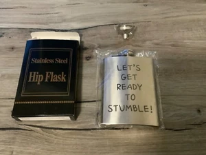 Stainless Steel Hip Flask 8oz Let’s Get Ready To Stumble! - Picture 1 of 5