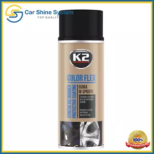 RUBBER PAINT BLACK GLOSS PEEL OFF PAINT SPRAY CAN AEROSOL 400ML K2 FLEX - Picture 1 of 2