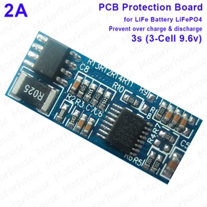 2A LiFe Battery PCM Protection PCB Circuit Module BMS For 3S 9.6v LiFePO4 Pack - Picture 1 of 6