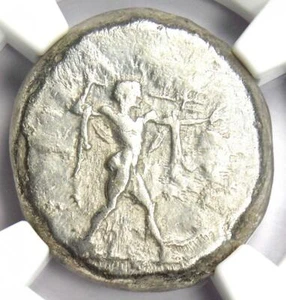 Lucania Poseidonia AR Stater Silver Bull Coin 470-420 BC - NGC Choice Fine - Picture 1 of 6