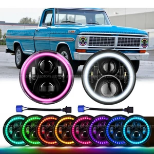 For Jeep Wrangler JK TJ LJ Halo RGB 7INCH LED Headlight DRL Combo Light 2PCS 7'' - Foto 1 di 12