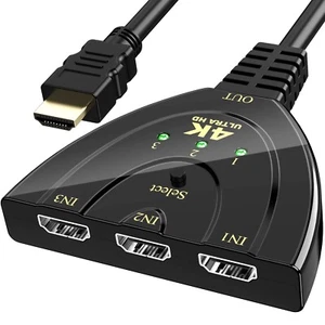 HDMI 3in1 Splitter Switch Kabel Adapter Umschalter Verteiler Hub UHD 4K @ 60Hz - Bild 1 von 12