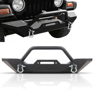 Front Winch Bumper w/ D-rings Powder Coat For 1987- 2006 Jeep TJ Wrangler Foto 1 de 4