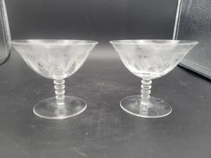 Vintage Fine Crystal Etched 3 1/2 In Footed Champagne Sherbert Glasses - Picture 1 of 5