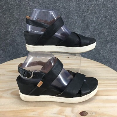 Sandalias Dr Scholls para mujer 9,5 M escenario cuña negras imitación cuero con tira trasera Foto 1 de 4