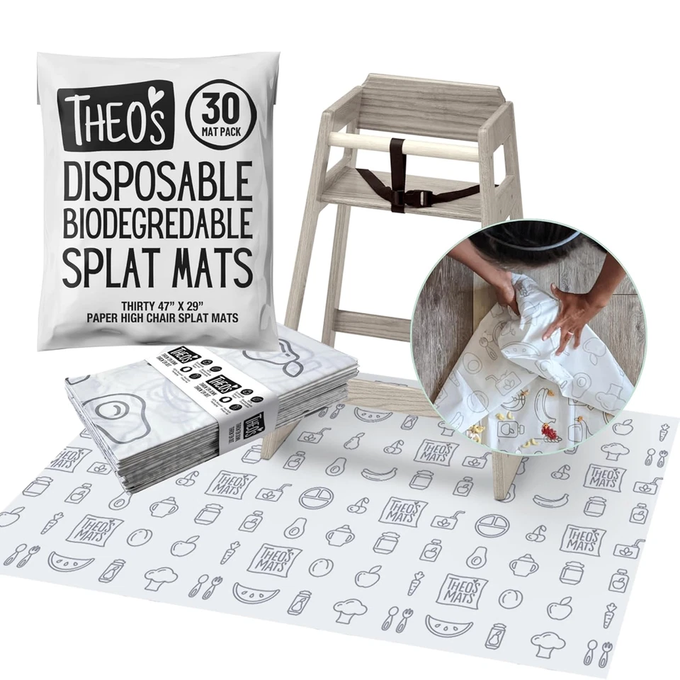 Paquete de 30 | Alfombrillas desechables para salpicaduras | Biodegradables + Compostables | Alfombrillas THEO'S | un Foto 1 de 4