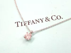 Tiffany & Co. Solitaire Diamond Necklace/Pendant Pt950 Platinum 42cm 2.7g Y0319 - Picture 1 of 7