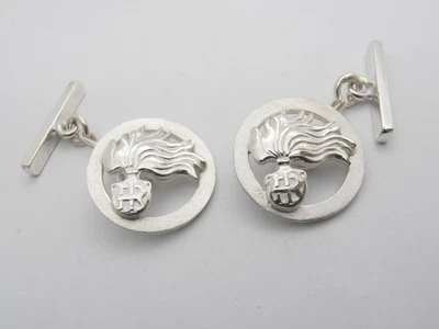 Fiamma dell' Arma dei Carabinieri : Gemelli in Argento 925 - Immagine 1 di 4