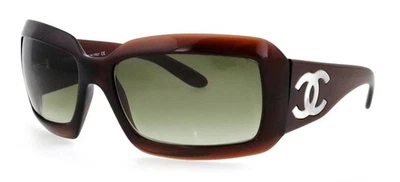 复古香奈儿 CH 5076-H 538/13 61 毫米棕色 CC Cocomark 包裹太阳镜 意大利 — 第 1/4 张图片
