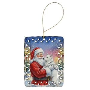 Caroline's Treasures American Eskimo Santa Claus Porcelain Ornament FNT1002CO2 - Picture 1 of 3