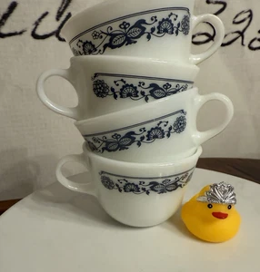 Vintage Pyrex Altstadt Blau Kaffeebecher & Teetassen 4er Set - Bild 1 von 5