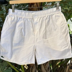 Vintage IZOD Lacoste White Shorts Size M USA Made Stained Cotton Preppy - Picture 1 of 3