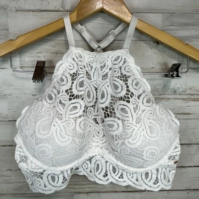 Victoria’s Secret 粉色女式 M 码白色花边聚拢加厚吊带文胸 — 第 1/4 张图片