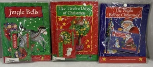 3 Children’s Books & Cassettes Jingle Bells Night Before Christmas 12 Days Xmas - Imagen 1 de 7