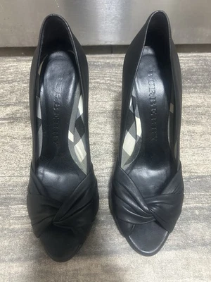 Burberry Black Leather Heels Size 38.5 - Image 1 of 4