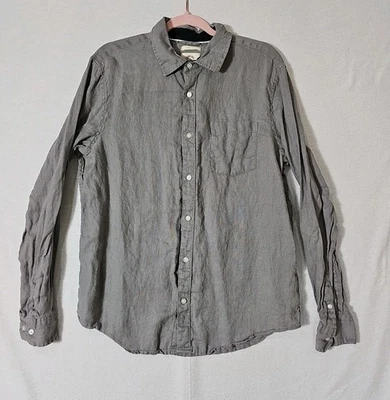 Camisa Panama Jack Para Hombre Talla L Gris 100% Lino Mangas Largas Abotonada Foto 1 de 4
