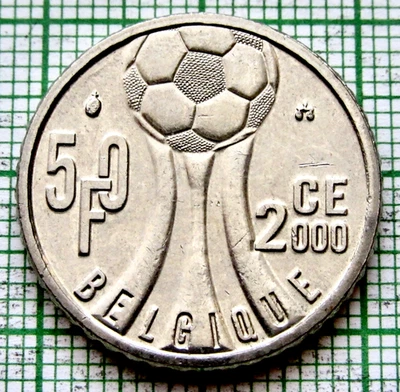 BÉLGICA 2000 50 FRANCOS Campeonato Europeo de Fútbol texto francés níquel km# 213 Foto 1 de 4