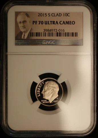 2015 S  Roosevelt Clad Proof Dime ~ NGC Proof 70 Ultra Cameo Brown Label Cover