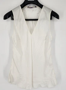 Blusa Ralph Lauren Etiqueta Púrpura Gwinnett Satén Lavado Talla 10 Blanca Italia Nueva Sin Etiquetas - Imagen 1 de 10