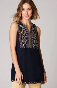 J. Jill - MT - NEW Very Beautiful Embroidered A-Line Knit Tunic - NWT (2H6) - Picture 1 of 8
