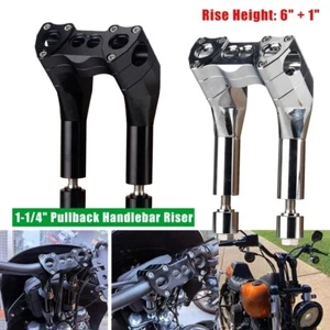 6" Pullback Style Modular Handlebar Risers for 1-1/4" Bar Harley Dyna Street Bob - Picture 1 of 15