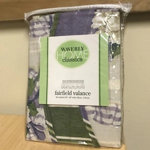 WAVERLY HOME CLASSICS FAIRFIELD VALANCE lila grüne Rosen Bänder Streifen 80"x14 - Bild 1 von 5
