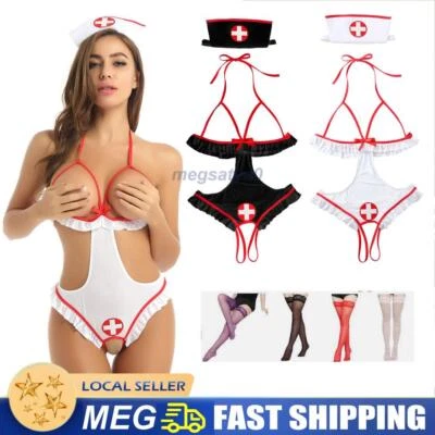 Sexy Women Stockings Costume Naughty Doctor Nurse Uniform Cosplay Lingerie Party - image 1 of 4