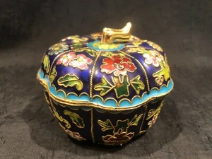 Antique Cloisonne Lidded Pumpkin Shaped Trinket Box China - Bild 1 von 12