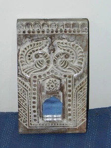 Wooden hand carved small mirror frame wall decor frame peacock wall panel - Picture 1 of 5