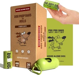 Rollos de bolsa para caca de perro con soporte para bolsa para caca de perro - 30 rollos / 480 cuentas - 16 micrófonos de grosor - Imagen 1 de 4