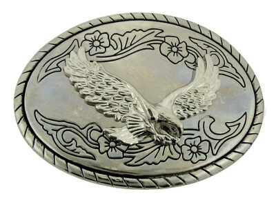 Bald Eagle Belt Buckle American Patriotic Silver Metal Rodeo Western Cowboy Men - Image 1 of 2
