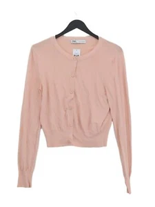 Zara Women's Cardigan M Pink Viscose with Polyamide Crew Neck Cardigan - Picture 1 of 6