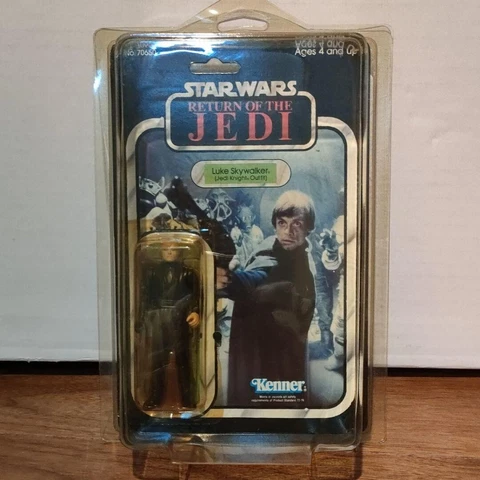 Kenner STAR WARS ROTJ 65 Back Luke Skywalker Jedi Knight Blue Lightsaber MOC Cover