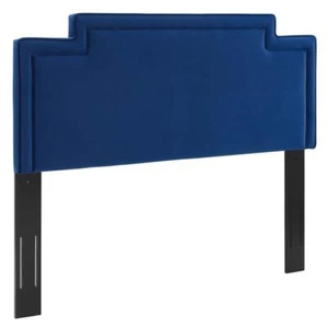 Modway Panel Headboard Velvet King/California King Navy MDF Bed Frame Mounted - Picture 1 of 8
