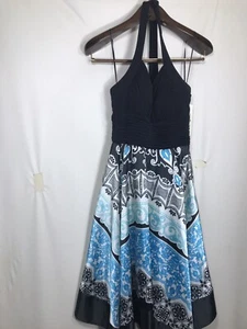 Sangria Womens 8 Silk Halter Dress Uneven Hem Mixed Print - Picture 1 of 11