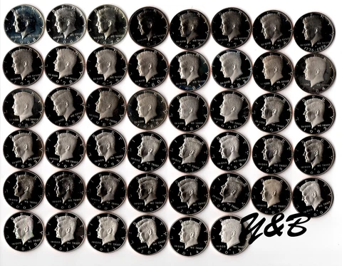 1968 - 2014 + 2015 S Clad Proof Kennedy Half Dollar Complete Set US mint run Cover