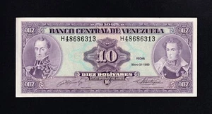 F.C. VENEZUELA , 10 BOLIVARES 1990 , S/C- ( AUNC ) , P.61b . - Imagen 1 de 2