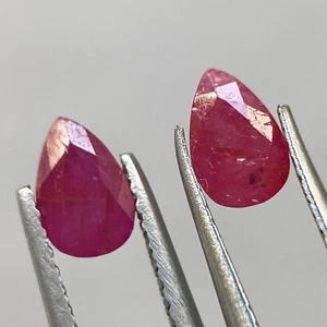 1.13ct Ruby Pair Unheated Natural Pink Red Pear 2pcs Calibrate Gem From Burma - Picture 1 of 3