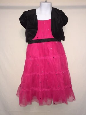 George girls Pink lace dress with jacket and Sequins size 7 - Image 1 of 4