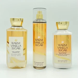 Paquete de 3 piezas de gel de ducha de azúcar vainilla cálido, niebla y loción Bath and Body Works - Imagen 1 de 2