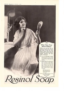 1919 what does your mirror reflect  SOAP RESINOL ART VINTAGE AD  - Picture 1 of 1