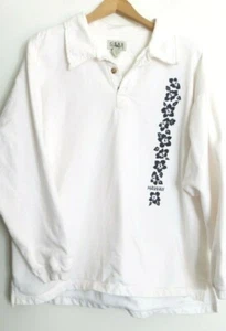 Vintage Gear For Sports Sweatshirt Large White Collar Pullover Hawaii Floral Top - Picture 1 of 8