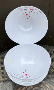 Melamin Patriotische Sterne Americana Rot Weiß Blau Grau Müsli Salat Schüsseln x6 Neu - Bild 1 von 7